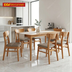 Bộ Bàn Ăn Hiện Đại Gỗ Tự Nhiên Ghế Mặt Nệm Đẹp