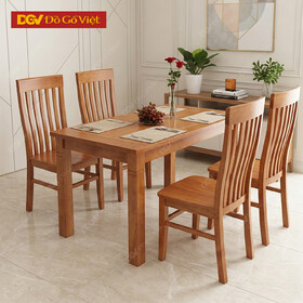 Bộ Bàn Ăn Khung Tranh 4 Ghế Gỗ Sồi Nga Kiểu Dáng Hiện Đại