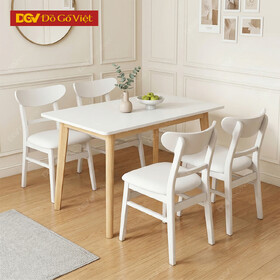 Bộ Bàn Ăn Mini Hiện Đại Màu Trắng 1m2 4 Ghế