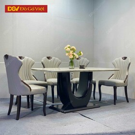 Bộ Bàn Ghế Ăn Chân Chữ U Tân Cổ Điển Gỗ Sồi Mặt Đá Đẹp Rẻ