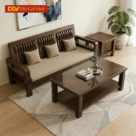 Bộ Bàn Ghế Sofa Gỗ Óc Chó 100% Kiểu Lưng Nan Hiện Đại