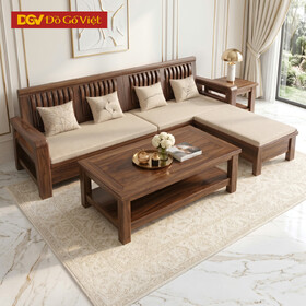 Bộ Bàn Ghế Sofa Gỗ Óc Chó 100% Kiểu Lưng Nan Hiện Đại