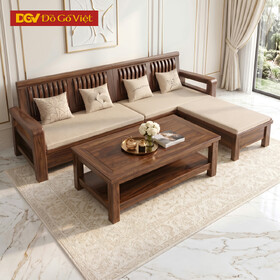 Bộ Bàn Ghế Sofa Gỗ Óc Chó 100% Kiểu Lưng Nan Hiện Đại