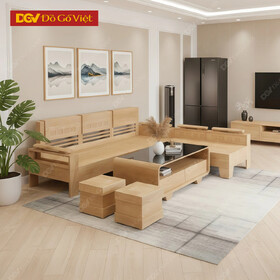 Bộ Bàn Ghế Sofa Góc Hiện Đại Gỗ Sồi Nga Tay Trứng Đẹp Rẻ