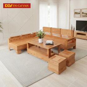 Bộ Bàn Ghế Sofa Góc Hiện Đại Gỗ Sồi Nga Tay Trứng Đẹp Rẻ