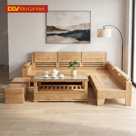 Bộ Bàn Ghế Sofa Góc Hiện Đại Gỗ Sồi Nga Tay Trứng Đẹp Rẻ