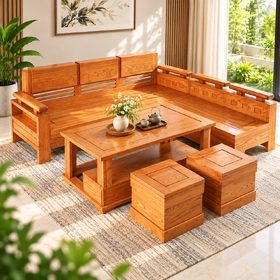 Bộ Bàn Ghế Sofa Góc Hiện Đại Gỗ Sồi Nga Tay Trứng Đẹp Rẻ