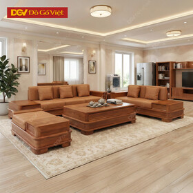 Bộ Bàn Ghế Sofa Hiện Đại Gỗ Hương Vàng Kiểu Chân Pháo Đẹp