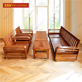 Bộ Bàn Ghế Xoan Đào Tay Cong Cho Phòng Khách Hiện Đại