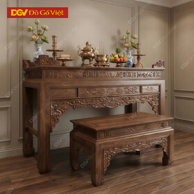 Bộ Bàn Thờ Gia Tiên Gỗ Căm Xe Việt Bề Thế Điêu Khắc Tinh Xảo