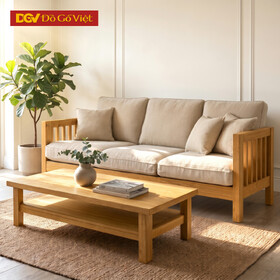 Bộ Ghế Sofa Phòng Khách Sồi Mỹ Tay Phối Khung Nan Hiện Đại