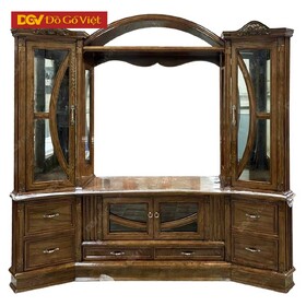 Bộ Kệ Tivi Kết Hợp Tủ Rượu Tròn Cong Gỗ Sồi Nga Sang Bền Đẹp