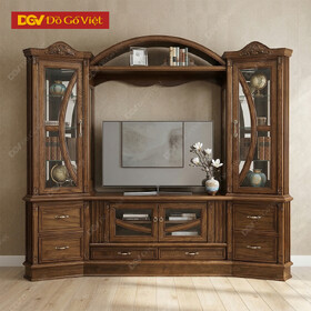 Bộ Kệ Tivi Kết Hợp Tủ Rượu Tròn Cong Gỗ Sồi Nga Sang Bền...