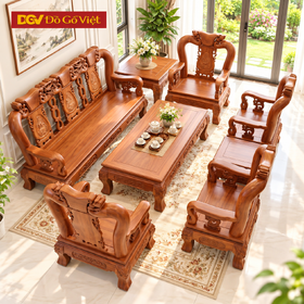 Bộ Salon 8 Món Tay 12 Cẩm Lai Sang Trọng Chạm Khắc Tinh Xảo