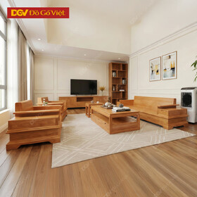 Bộ Sofa 2 Văng Gỗ Gõ Đỏ 100% Vân Đẹp Hiện Đại Cho Nhà Phố