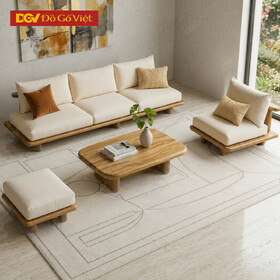 Bộ Sofa Dáng Thấp Gỗ Sồi Japandi Ốp Nệm Mềm Mại Thư Giãn