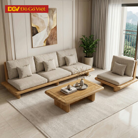 Bộ Sofa Dáng Thấp Gỗ Sồi Japandi Ốp Nệm Mềm Mại Thư Giãn