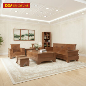 Bộ Sofa Đối 7 Món Cao Cấp Tay Trụ Chất Gỗ Sồi Nga Bền Đẹp
