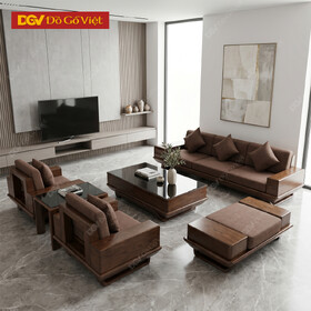 Bộ Sofa Đối Chân Thuyền Màu Nâu Óc Chó Hiện Đại Cao Cấp
