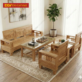 Bộ Sofa Đối Phòng Khách Gỗ Sồi Nga 5 Món Đẹp Giá Tốt