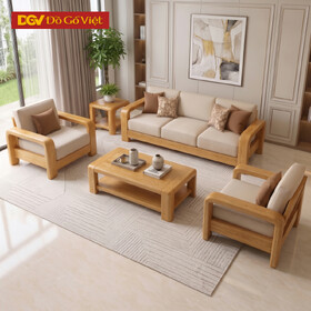 Bộ Sofa Đối Thư Giãn Gỗ Sồi Mỹ Tay Tựa Lớn Bo Góc Mềm Mại