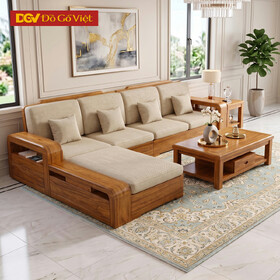 Bộ Sofa Gõ Đỏ Góc L Tay Lớn Chương Mái Đình Mới Sang Trọng