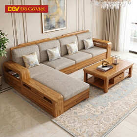 Bộ Sofa Gõ Đỏ Góc L Tay Lớn Chương Mái Đình Mới Sang Trọng
