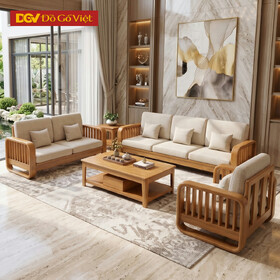Bộ Sofa Gỗ Gõ Đỏ Thư Giãn Khung Nan Bọc Nệm Cao Cấp Mới