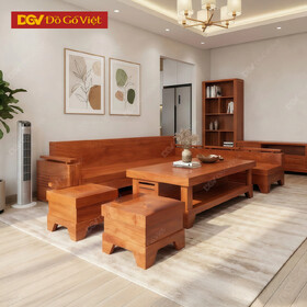 Bộ Sofa Gỗ Hương Đá Góc L Tay Trứng Kiểu Trơn Sang Trọng