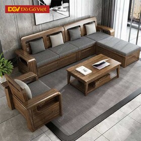 Bộ Sofa Gỗ Óc Chó Hiện Đại Bo Góc