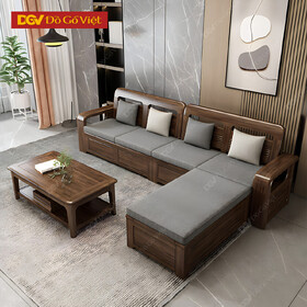 Bộ Sofa Gỗ Óc Chó Phòng Khách Hiện Đại Bo Góc Tinh Tế