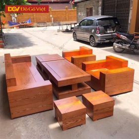 Bộ Sofa Gỗ Sồi Đối Hộp Trơn Hiện Đại Đẹp Giá Rẻ Mới 2025