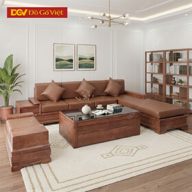 Bộ Sofa Gỗ Sồi Nga Chân Pháo Hiện Đại Cho Phòng Khách