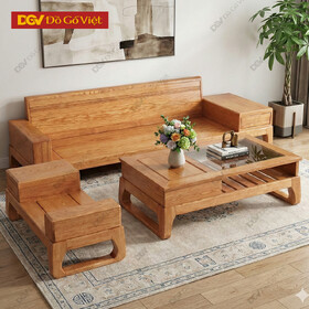 Bộ Sofa Gỗ Sồi Nga Chân Quỳ Cong Hiện Đại Cho Phòng Khách