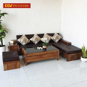 Bộ Sofa Gỗ Sồi Tự Nhiên Màu Óc Chó Có Nệm Đẹp Giá Rẻ