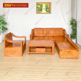 Bộ Sofa Góc L 7 Món Gỗ Gõ Đỏ Hiện Đại Cho Phòng Khách