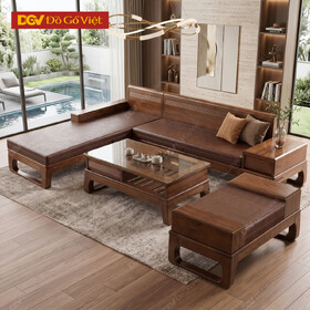 Bộ Sofa Góc L Sồi Nga Tay Hộp Lưu Trữ Chạm Chỉ Sọc Tối Giản