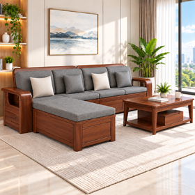Bộ Sofa Phòng Khách Gỗ Căm Xe Hiện Đại Phong Cách Trẻ Trung