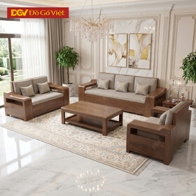 Bộ Sofa Phòng Khách Gỗ Óc Chó Tay Hộp Dày Kiểu Dáng Bề Thế