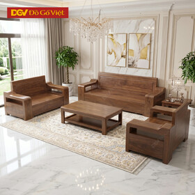 Bộ Sofa Phòng Khách Gỗ Óc Chó Tay Hộp Dày Kiểu Dáng Bề Thế