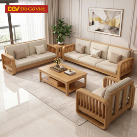Bộ Sofa Phòng Khách Khung Nan Đẹp Hiện Đại Gỗ Sồi Thịt 100%