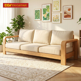Bộ Sofa Tay Bo Hiện Đại Gỗ Sồi Tự Nhiên Phối Nệm Sang Trọng