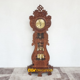 Đồng Hồ Đứng Chạm Hoa Tây Gỗ Mun Đuôi Công Đẹp Giá Rẻ