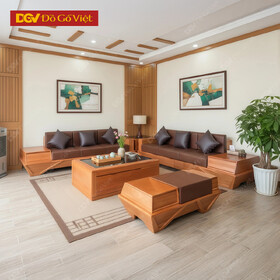 Ghế Sofa Gỗ Gõ Đỏ Chân Thuyền Hộp Cao Cấp Hiện Đại