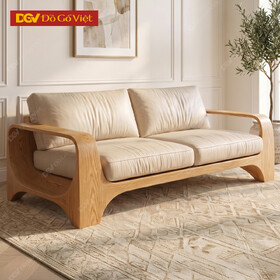 Ghế Sofa Phòng Khách Gỗ Sồi Mỹ Tay Vịn Uốn Vòm Cong Độc Đáo