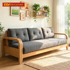 Ghế Sofa Tay Bo Gỗ Sồi Hiện Đại Phối Nệm Rút Cúc Sang Trọng