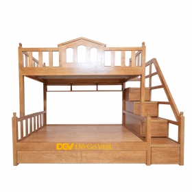 Giường 2 Tầng Gỗ Sồi Nga Có Bậc Thang Ngăn Kéo Đẹp Giá Rẻ