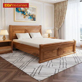 Giường Gỗ Hương Xám 1m8 x 2m Mẫu Pano Chạm Hình Quạt Đẹp
