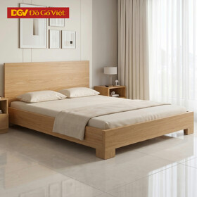 Giường Gỗ Phòng Ngủ Vân Sồi Hiện Đại Chân Cao Giá Rẻ
