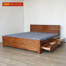 Giường Gỗ Sồi Đẹp Kiểu Hộp Mặt Pano Thiết Kế Hiện Đại